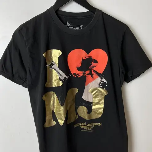 2013 Michael Jackson Graphic Tee Womens Cirque Du Soleil Medium Gold Foil Black