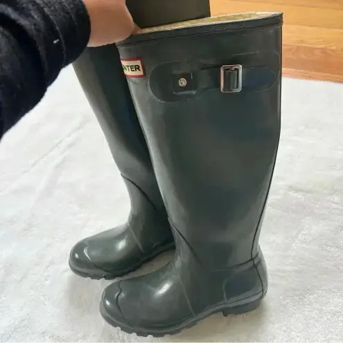 Hunter  Original Gloss Tall Gray Rain Boots Size 5M 6F US.  37