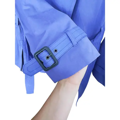 Vintage G.E.T Trench Coat Belted Rain Jacket Shell Purple Large Utility Gorpcore Blue