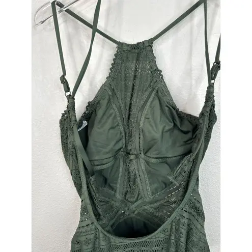 Beca Crochet Lace One Piece Swimsuit Deep Army Military Green M Boho Size M