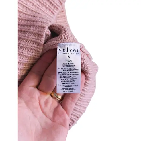 Velvet Graham & Spencer Alpaca Wool Turtleneck Sweater Small Pink Cozy Feminine
