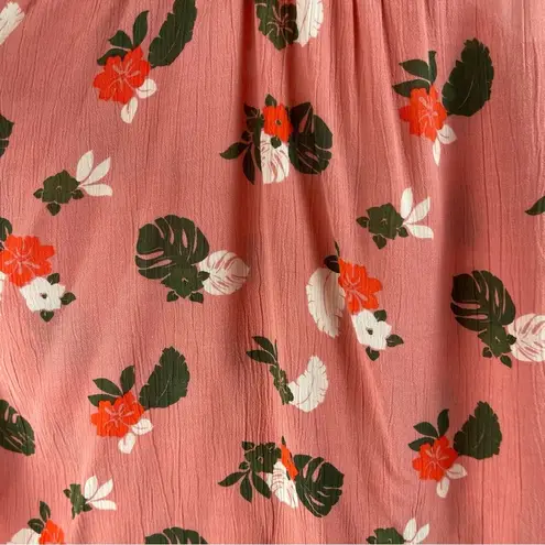 Evri 3X Floral Bow Ruffle Boho Cottagecore Flowy Tank Top Vacation Beachy Leaf Pink