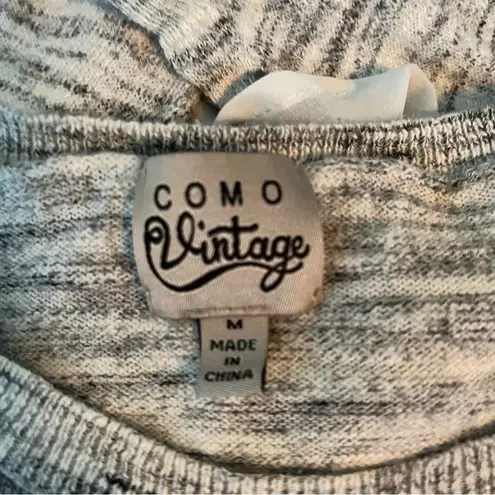 Como vintage Marled Gray Top with Lace Trim