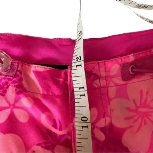 Vintage Y2k Swim Shorts Floral Tropical Flower Pattern Cover Up medium Pink