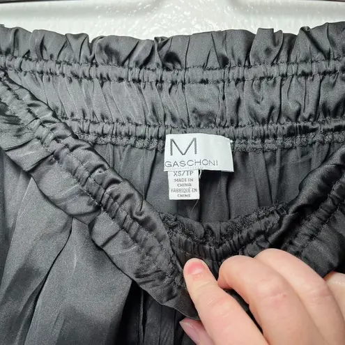 Magaschoni M Womens Black Pleated Boho Maxi Skirt Drawstring Stretch Waist XS