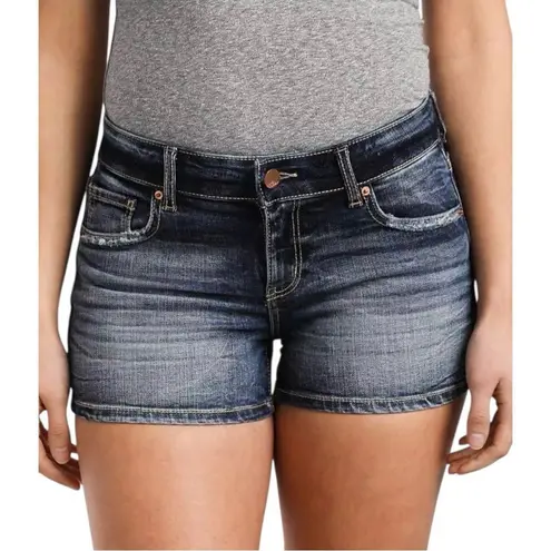 BKE Buckle Victoria Stretch Jean Shorts Dark Wash Distressed Denim Women’s Sz 30