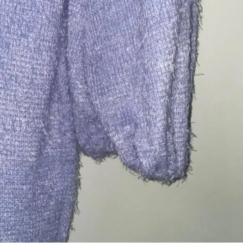 By Egreis Purple Eyelash Long Sleeve Bodycon Sweater Dress White Boa Fur trim Size M