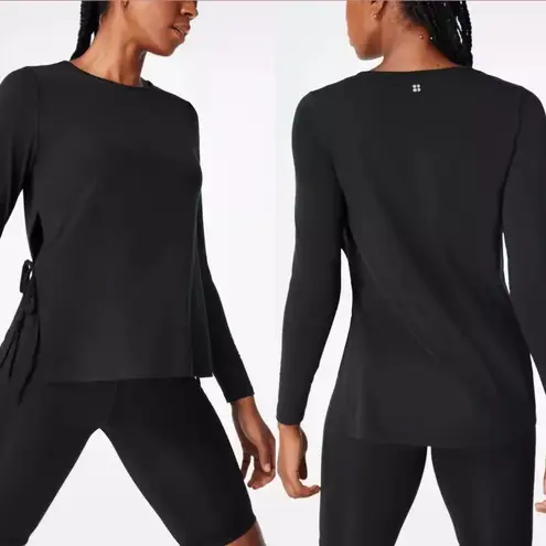 Sweaty Betty  | Tie Side Yoga Long Sleeve Top in black size 4-6