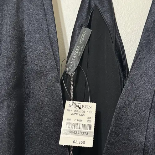 Alexander McQueen NEW  Silk Dress Black V Neck Rouche Wrap Midi NWT