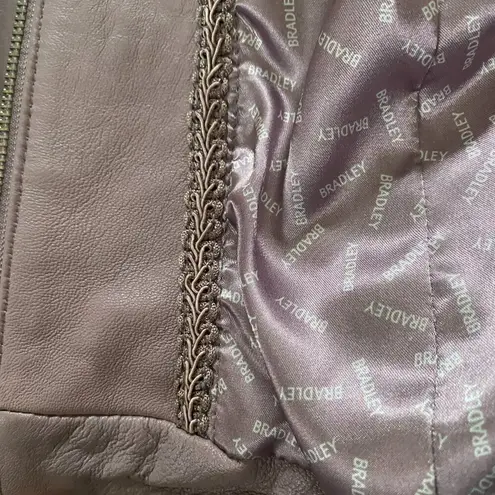 Bradley By Bradley Bayou long sleeve zip up soft rose pink/purple leather jacket