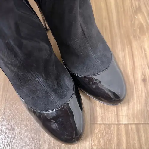 Dolce & Gabbana Round Toe Pump Insert Over The Knee Suede Sock Boots Black Sz 36