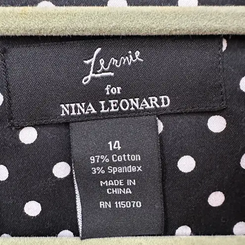 Nina Leonard LENNY FOR , black with white polka dots jacket blazer Size 14