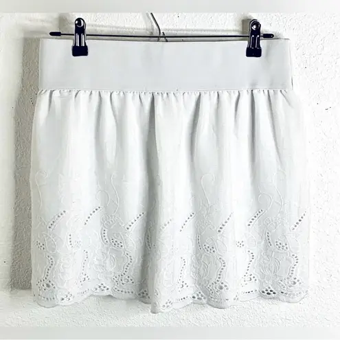 Stooshy White Lined Eyelet Lace Pocket Skirt Size Large