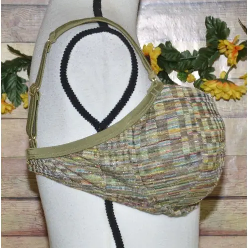 Aerin Rose 2 Piece Bikini Swimsuit Ladies XL 38DD Unique Green Striped Material