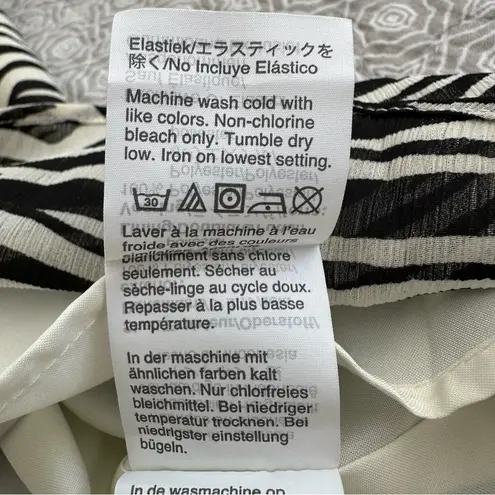 J. Crew Zebra Print Long Sleeve Mock Neck Blouse Ivory Black Lined Size M Size M