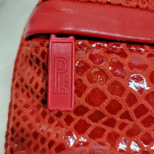 Bags by Pinky Red Patent leather Snakeskin Reptile Convertible Shoulder Bag