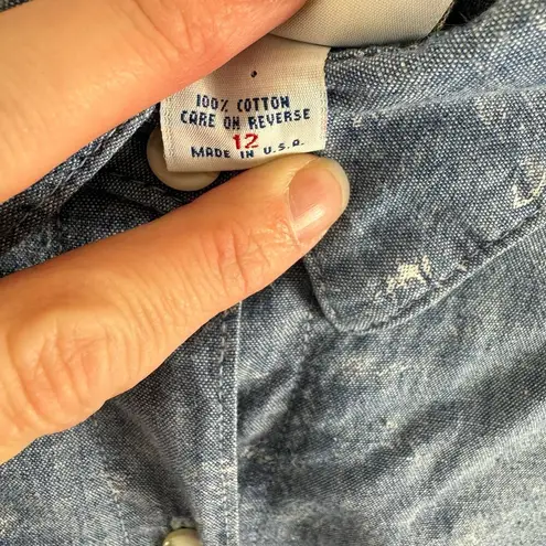 OshKosh Vintage Cotton Blue White Collared Long Sleeve Button Up Shirt Size 12