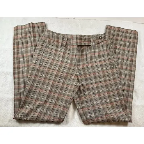Marie Valois Golf Pants Brown Plaid Trouser 70’s Retro Femme Size 6 Cotton