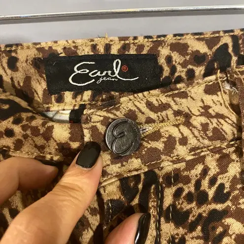 Earl Jean Earl Jeans Tan Leopard Animal Print Skinny Ankle Classic Jeans Women Sz 6