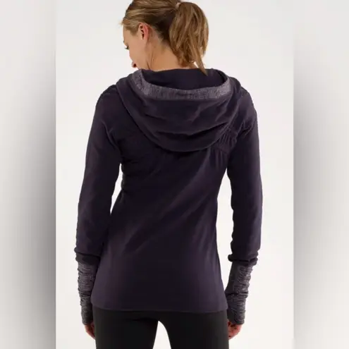 Lululemon  Apres Run Pullover Heathered Black/Navy Fleece Hoodie Size 4