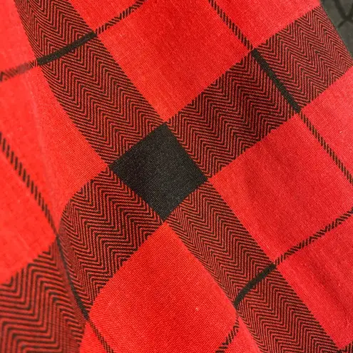 Blair Vintage Red and Black Plaid Button Down Shirt Long sleeve Baggy Sleeve LG