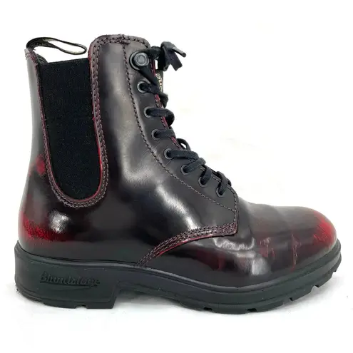 Blundstone Boots Bordeaux Brush Red Leather Lace Up Chelsea Shoes Size AU 4.5
