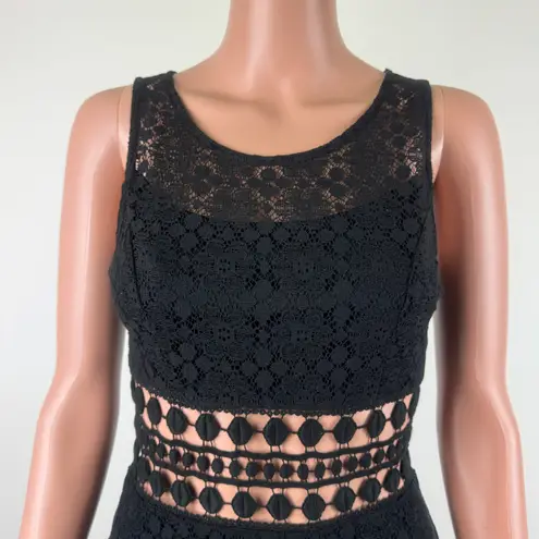 Cals NWOT Daisy Lace Fit and Flare Cutout Crochet Sleeveless Dress Black Small