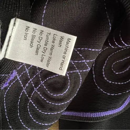 Ming Wang Embroidered purple scroll knit open front cardigan. SZ. PL.