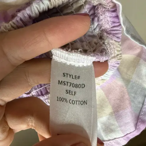 MABLE gingham Pastel Plaid Ruffle crop top Purple Size M