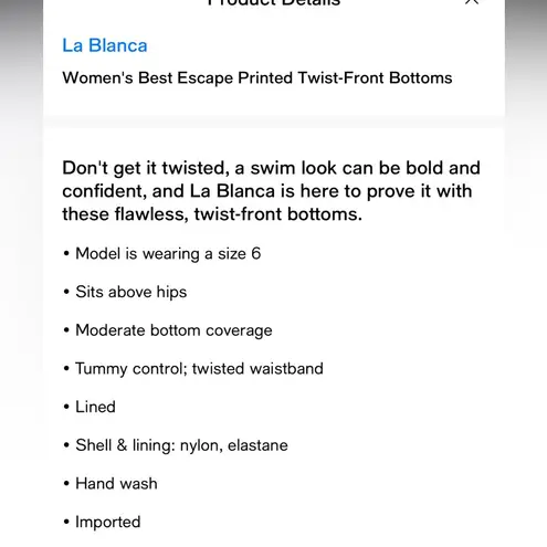 La Blanca $75 Best Escape Printed Twist-Front Bikini swim Bottoms 10 M