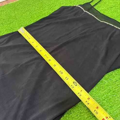 Ruby Rox Vtg Y2K Size M Black Maxi Whimsygoth Mesh Sheer Rhinestones Slit Dress