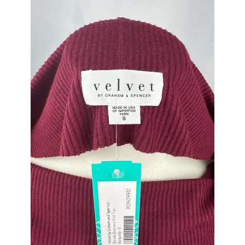 Velvet Tees Velvet By Graham & Spencer Burgundy Ribbed Knit Top Size S Made In USA