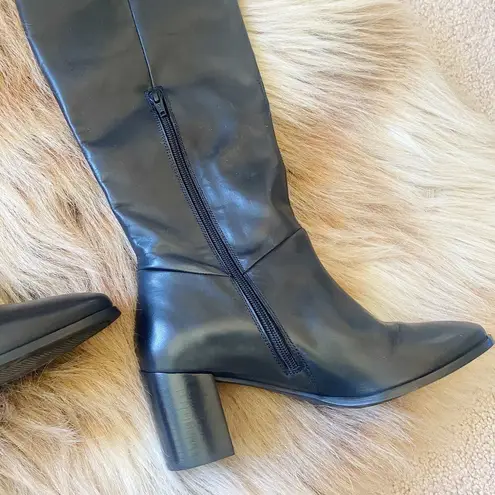 Seychelles Anthropologie So Amazing Black Leather Knee High Round Toe Boots 8.5