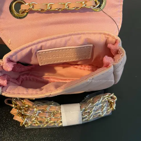 Badgley Mischka Mini Vegan Leather Crossbody Bag Charm in Blush Pink - NWT