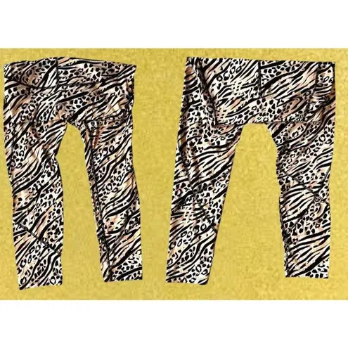 Victorias Secret Pink Sport Leggings Large Logo Leopard Print Cheetah Print Yoga Tan Size undefined