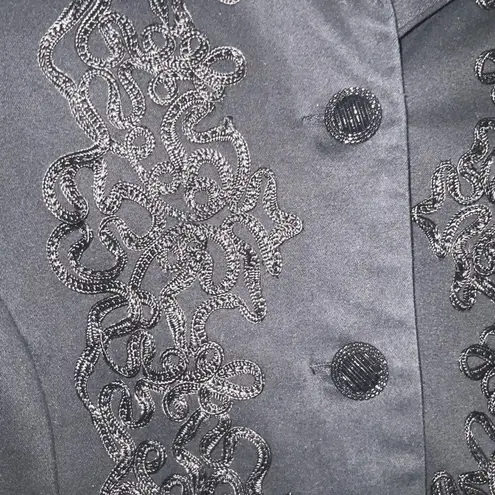 Vintage David Brooks Black Velvet Embroidered Cropped Button Front Jacket Size 6