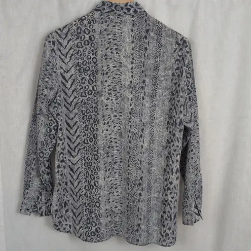 Ladies' Vintage Sheplers Leopard Print Western Shirt Size 14 Blue