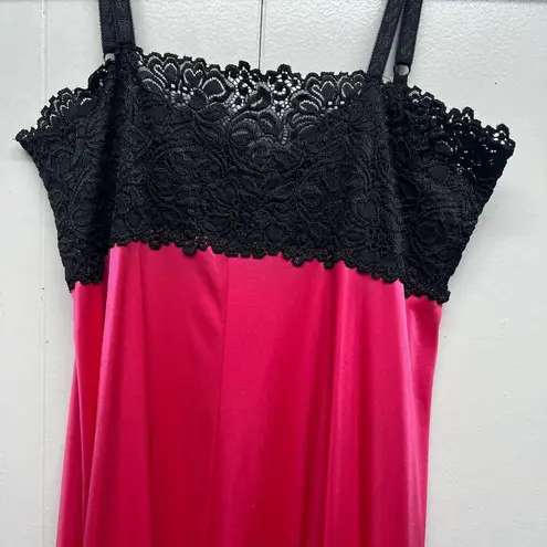 Women's Lace Fuchsia Pink & Black Cami Night/Sleep Dress Size Small