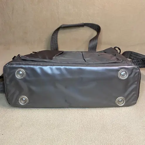 Lug Ace Brown Nylon Tote Bag with Purple Zipper Shoulder Crossbody Insulated EUC Gray