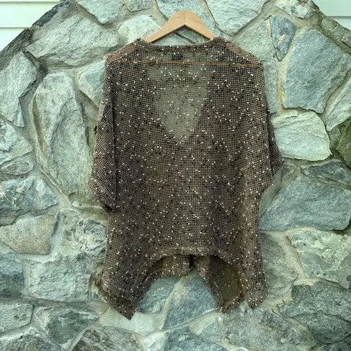 Vintage 90s Woven Short Dolman Sleeve Cardigan Brown Size L
