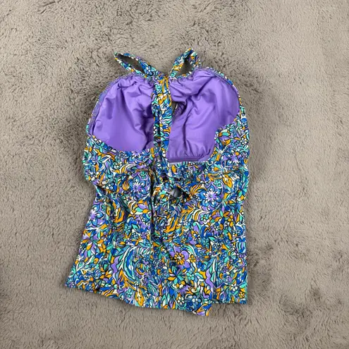 NWT Sunsets Pansy Fields Elsie Tankini Top Floral 2 Way Wear 36E/34F/32G Beach Size XS
