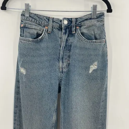 We The Free  Fast Times Classic High Rise Button Fly Mom Jeans Size 24 Distressed