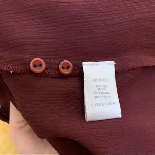 Metro 7 Sheer Boho Ruffle Button Down Blouse S