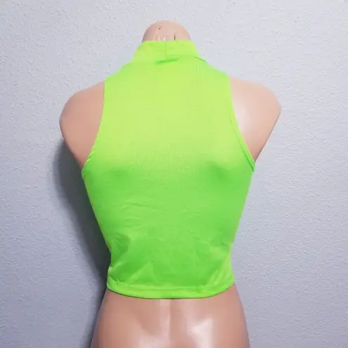 Vintage 90's 2000's Y2K neon green club MTV crop top shirt retro MEDIUM Yellow