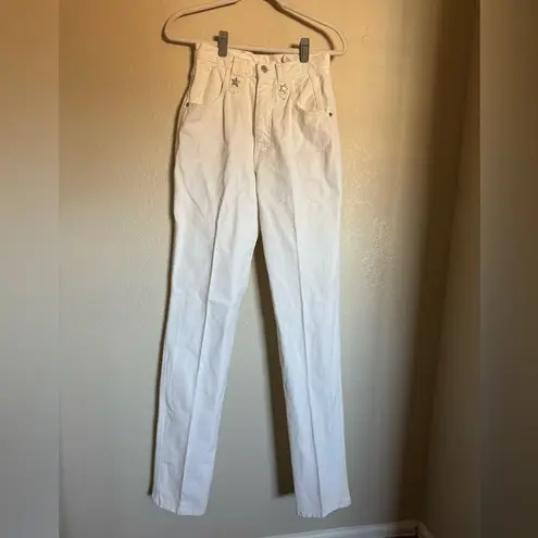 Vintage Western Roper Jeans Studded Stars Mom Fit Straight Leg Sz 2 Tall White