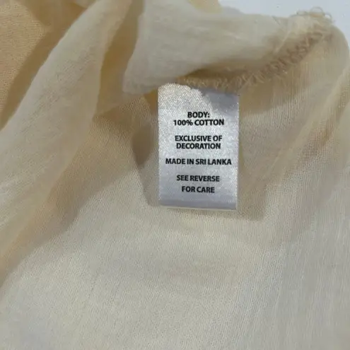 Spartina 449 Embroidered Boho Tunic Top Cream Rust Paisley V Neck Long Sleeve Me