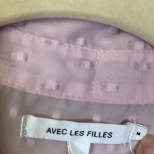 Avec Les Filles Pink Blush Sheer Balletcore Bow Long Sleeve Top Size M