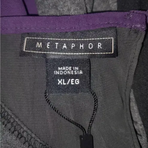 Metaphor long sleeve purple black lace top blouse