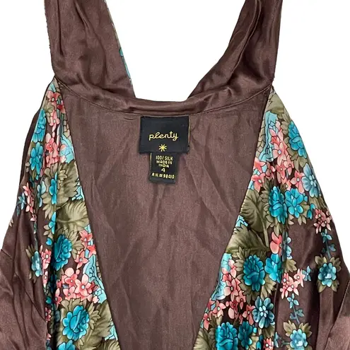 Tracy Reese Plenty By  Anthroplogie Womens Top Size 4 Brown Multi Floral Silk