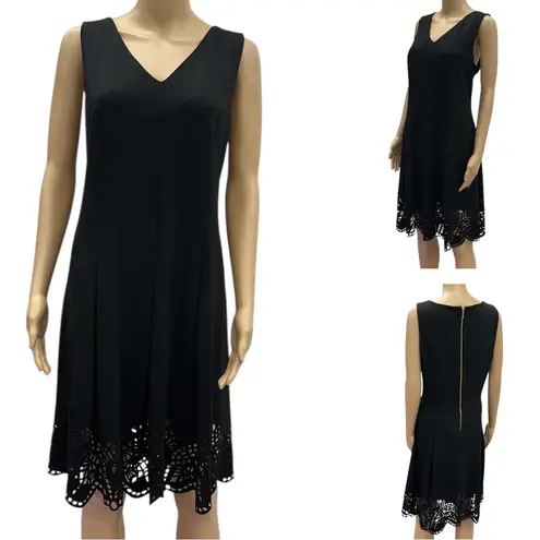 Kate & Mallory  Black Sleeveless Laser Cut Hem Zip Back Cocktail Dress Size XL